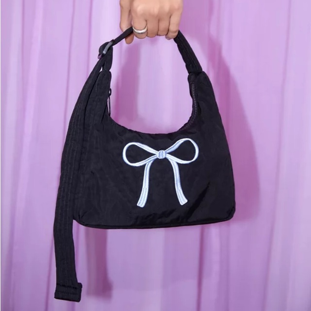 BAGGU UO Exclusive Embroidered Bow Mini Nylon Shoulder Bag